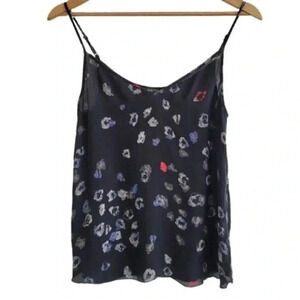 Aritzia Babaton abstract floral print camisole black blue white XS 100% silk